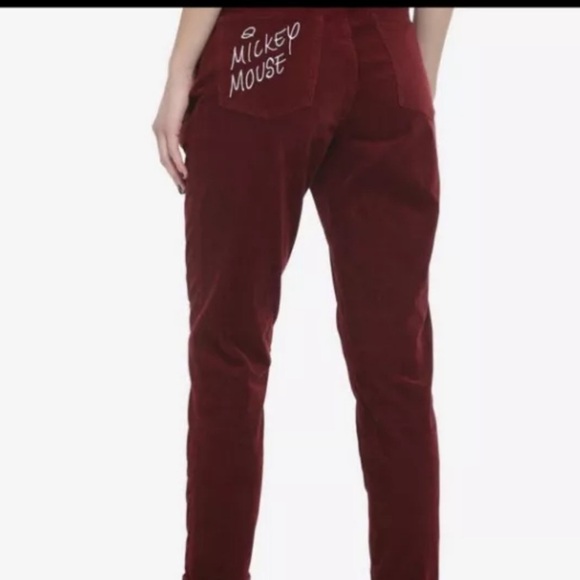 Disney Mickey Mouse Women’s Pants Size 7 (28) Maroon Corduroy Embroidered - Picture 4 of 9